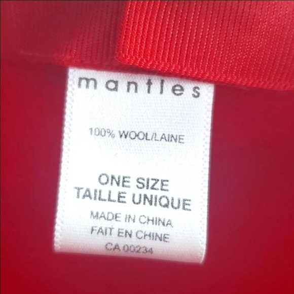 Mantles Unisex Red 100% Wool Cap Hat One Size - Picture 6 of 9